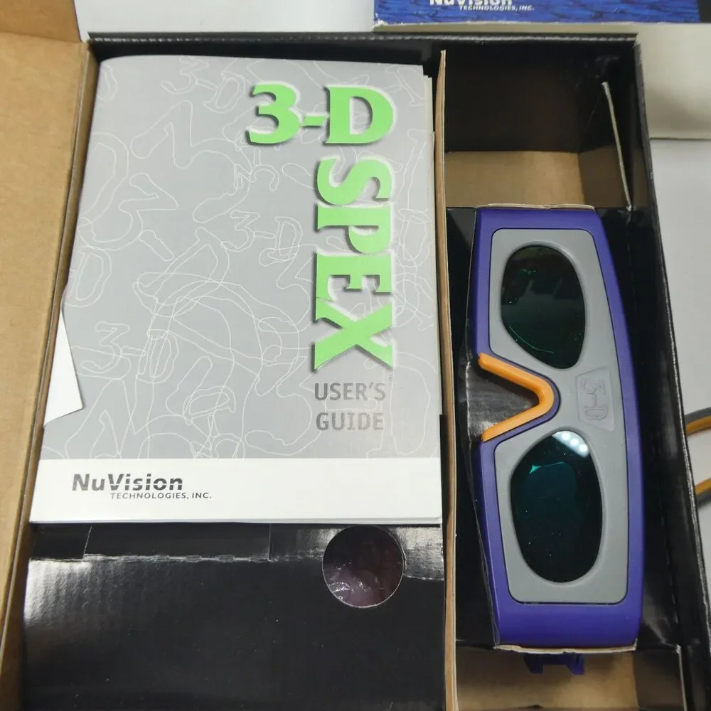 3-D Spex PC Game Set Vintage NuVision Stereoscopic 3D Glasses + CD